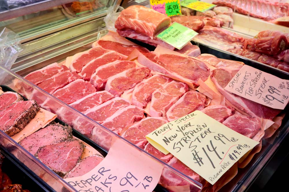 St Jacobs Market - Fresh Meat Counter New York Stiploin